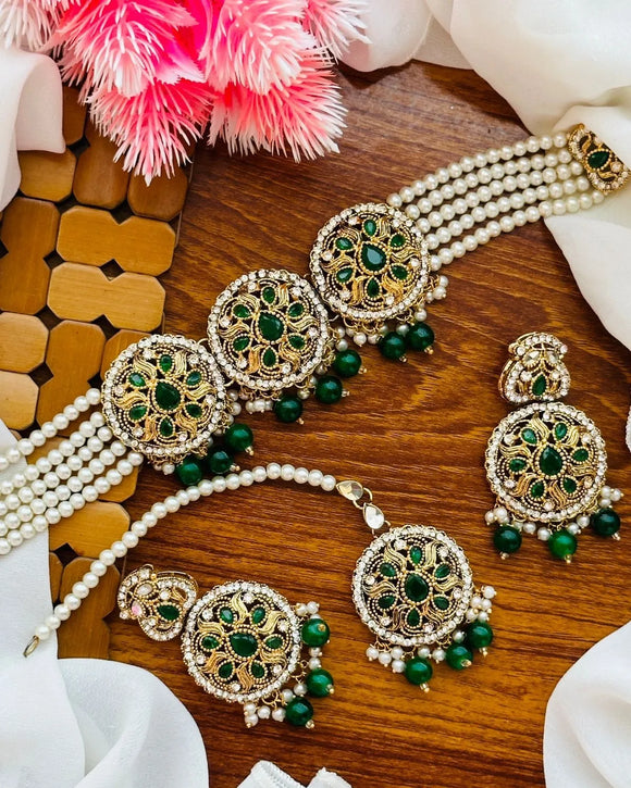 Heera choker set (green)