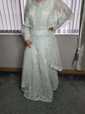 White heavy embroidered diamonte gown with detatchable jacket