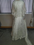 White heavy embroidered diamonte gown with detatchable jacket