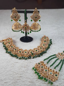 Gold & green choker set