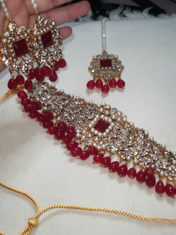 Mirha necklace set (red)