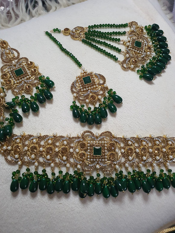 Ria necklace set (green)