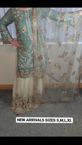 Heavy embroidered chiffon sharara