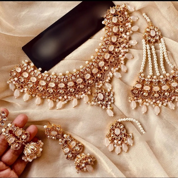 Heera necklace set (white)