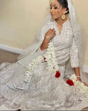 White embroidered gown