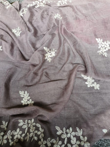 Grey with White Print Dupatta