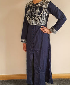 Navy Blue Jacket Kurta with Stitched Embroidery