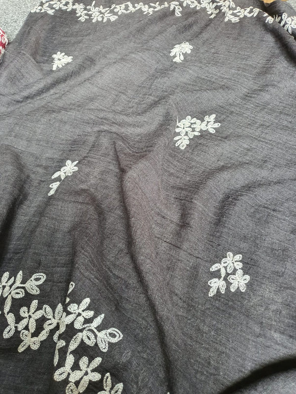 Silver with White Print Dupatta