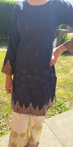 Dark Blue Viscose Kurta - Maryam & Mariya's